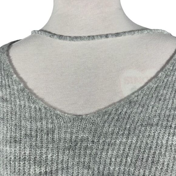 Vero Moda sweater blouse V Neck ruffle light grey melange wool size S - Picture 4 of 17